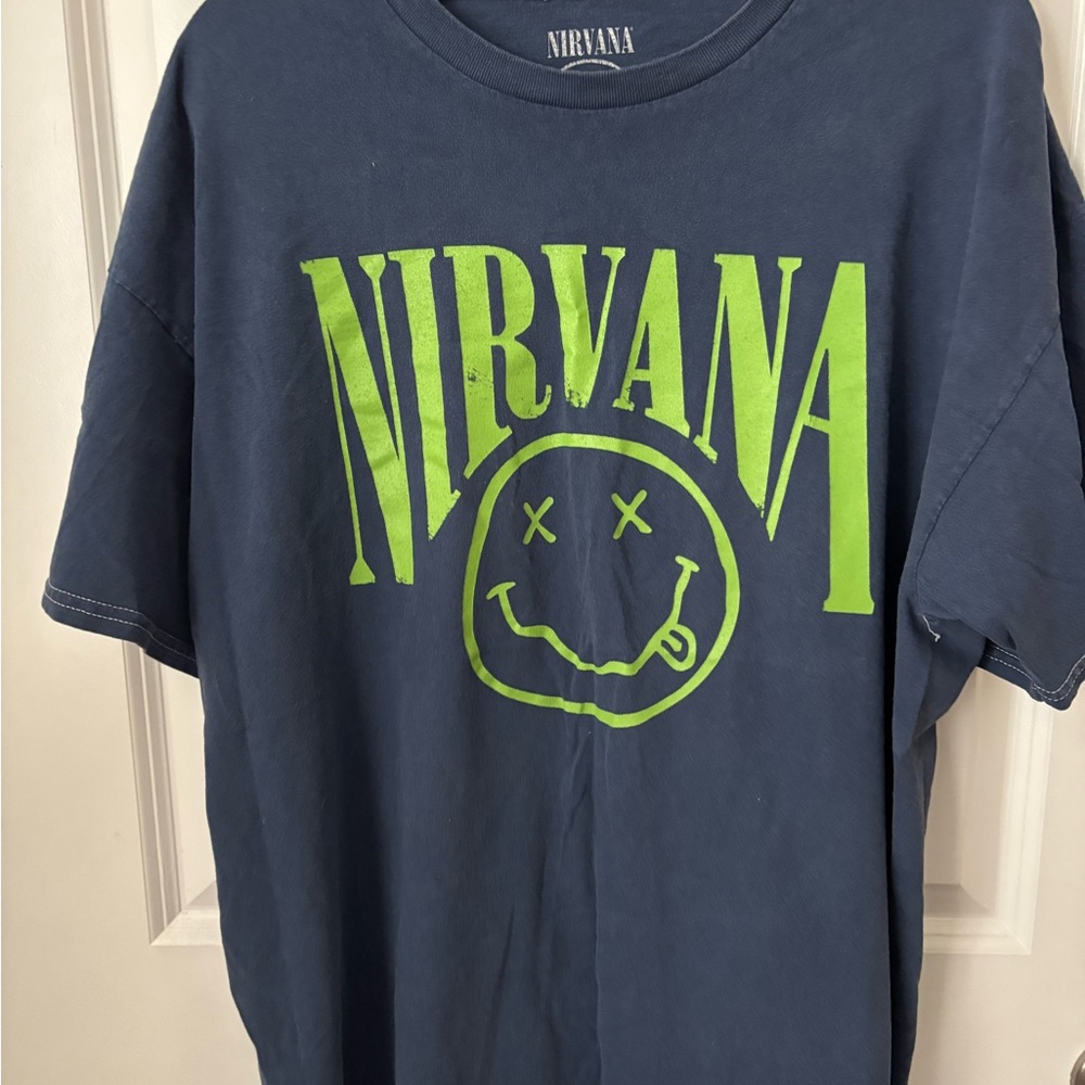 NIRVANA Navy Graphic Tee with White Logo